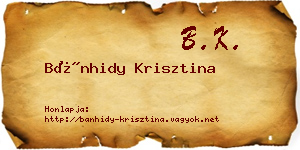 Bánhidy Krisztina névjegykártya
